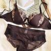 Sexy Lace Women Lingerie French Flowers Embroidery Bra Set Breathable Mesh Splicing Push Up Bras Hollow Thin Cup Underwear Sets