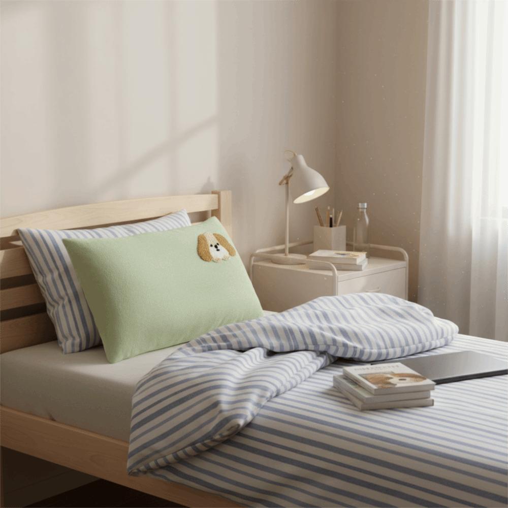 Breathable Single Pillowcase Pure Cotton Pillowslip Cartoon Dog Pattern Student Pillowcase Bedroom
