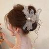 Back of Head Women Hair Clip Mesh Bow Shark Clip New Hair Claws  Hair Accessory