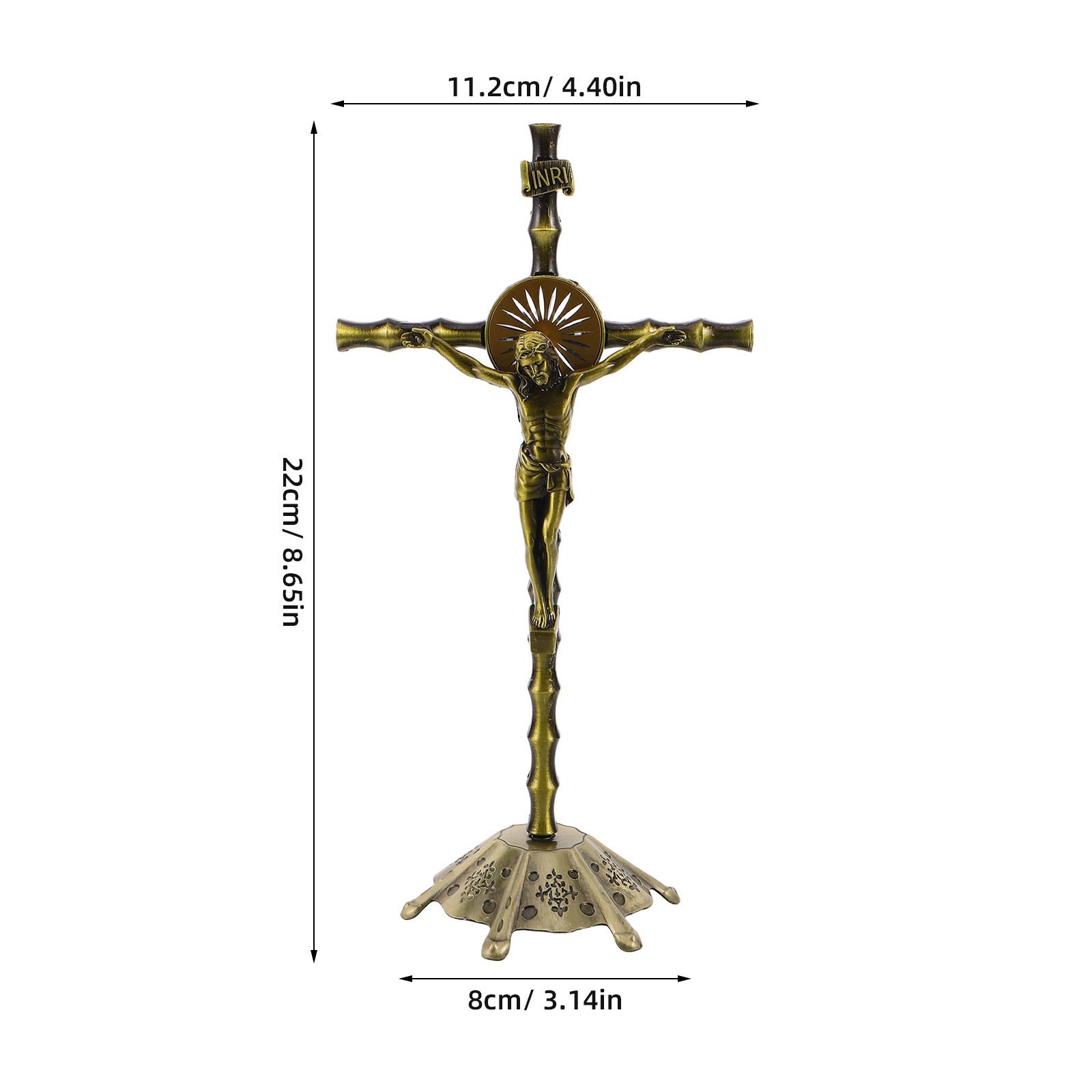 Vintage Cross Decoration Home for Shelf Statue Table Centerpiece Statues Antique Crucifix Figurine Metal Wall Decorations золотистый