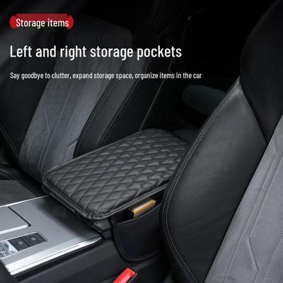 Car Armrest Box Double Pocket Storage & Heightening Pad Cover