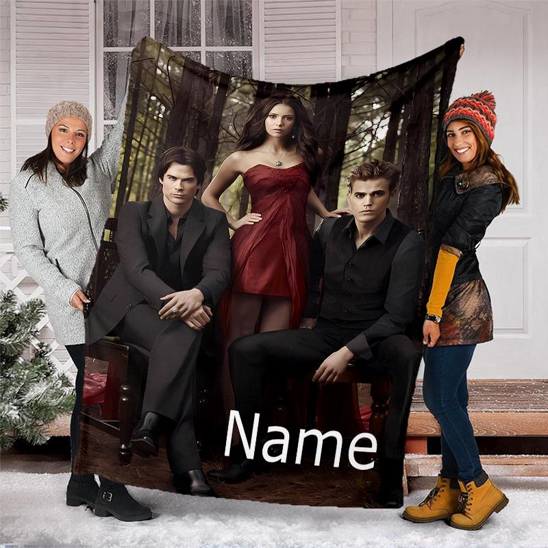 Customizable the Vampire Diaries Throw Blanket – Personalized Name, All-Season Cozy Snug Blanket, Machine Washable, Personalized Blanket