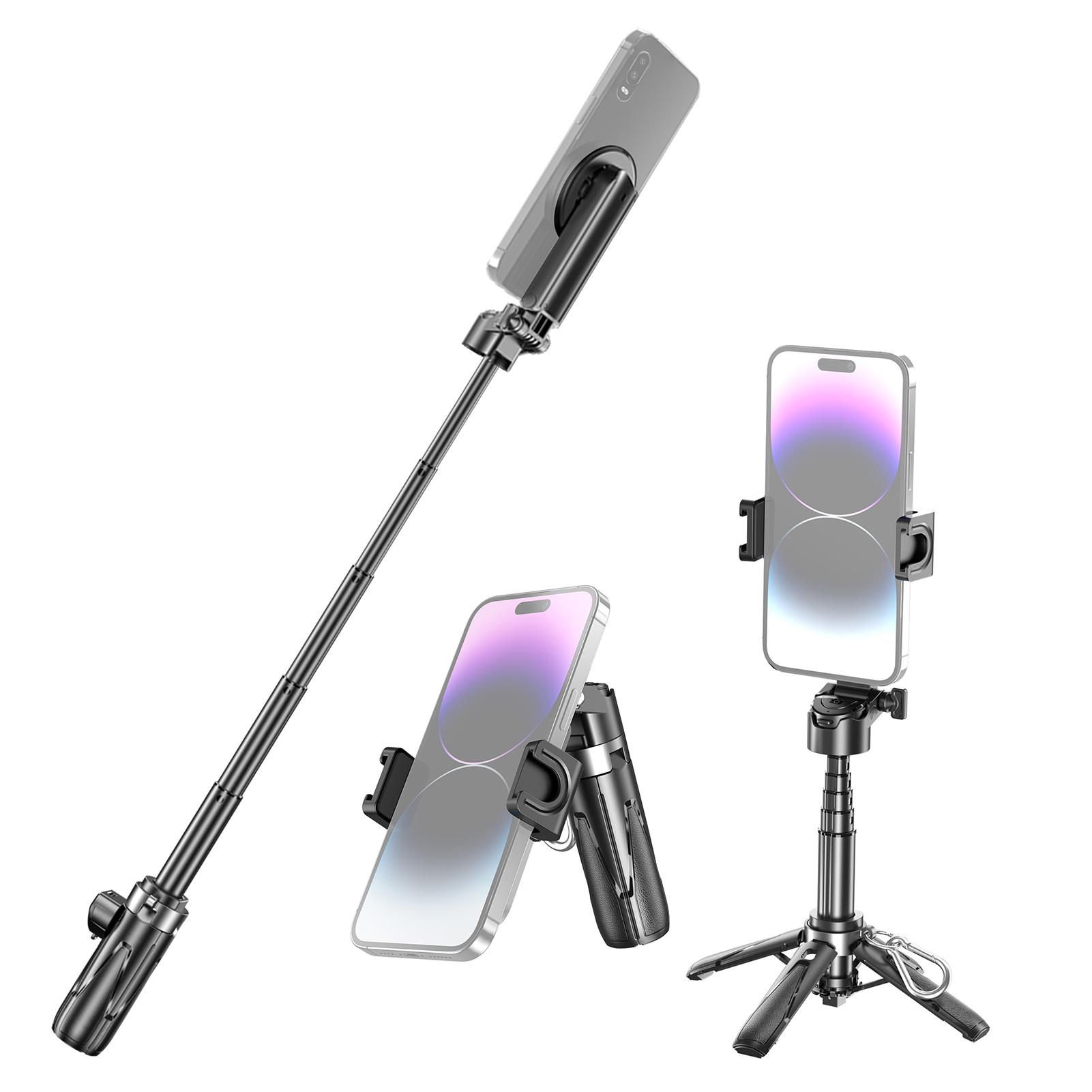 

Портативная селфи-палка для телефона, штатив 11,7-1,5 см, выдвижное магнитное крепление из алюминиевого сплава