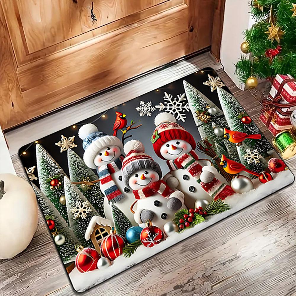 Christmas Carpet Decoration Cartoon Dwarf Door Mat Snowman Gingerbread Entrance Welcome Mat Indoor Outdoor Absorbent Xmas Mat