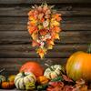 Maple Leaves Swag Wreath Fall Autumn Artificial Peony Sunflower Flower Teardrop Wreath Front Door Festival Decor