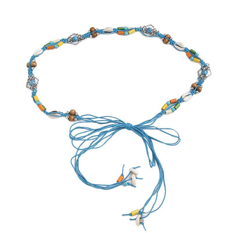 Bohemian Belt, Ethnic Style Belt, Colorful Wood Beads and Shells, Spring and Summer Belt, Vacation and Travel Style Women's Waist Rope