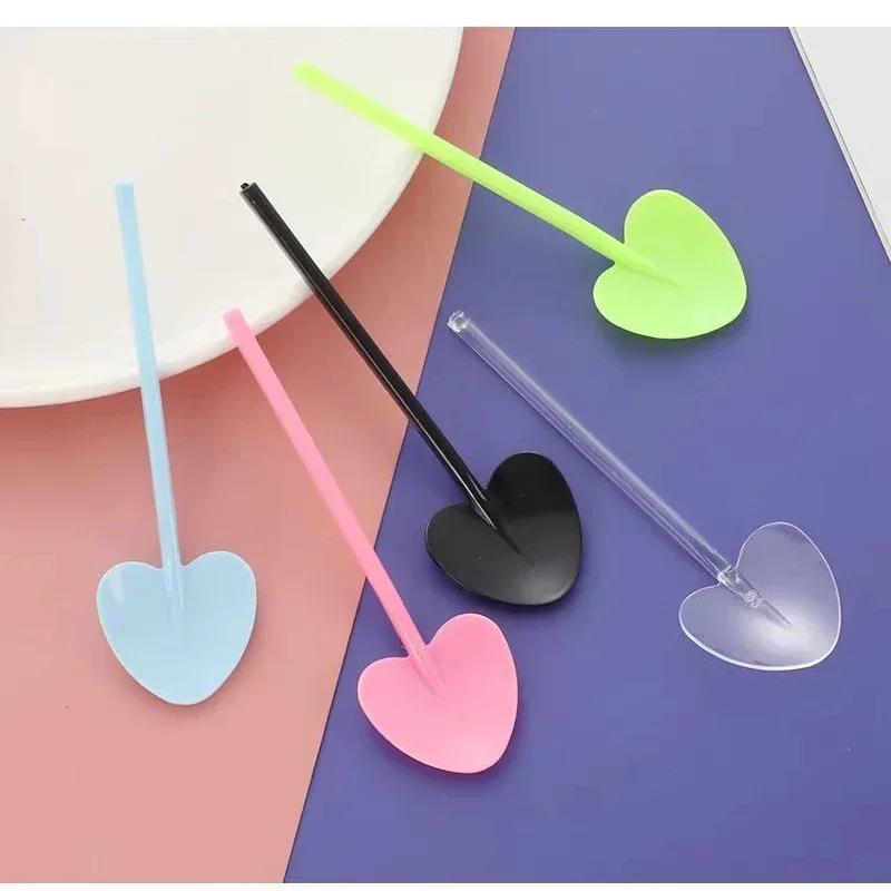 100pcs Heart-shaped Disposable Spoons Independently Packaged Dessert Ice Cream Jelly Pudding Spoon Food Grade Plastic Tableware