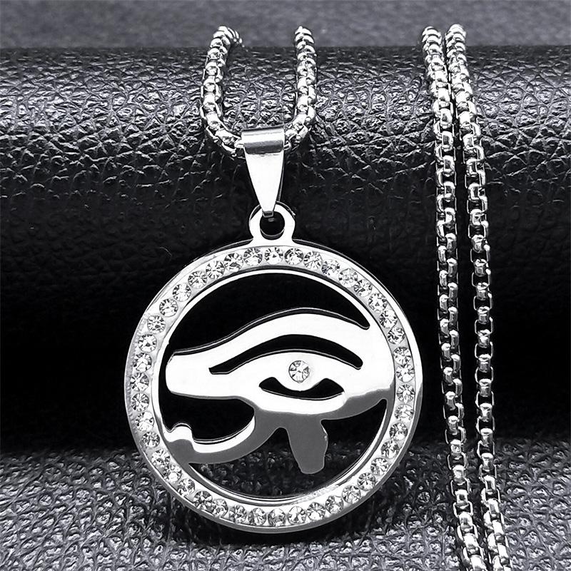 Collane con Catena Occhi Egizi in Acciaio Inossidabile Uomo Statement Mitologia Occhio di Ra Horus Simbolo Collana Gioielli bijoux femme N4540