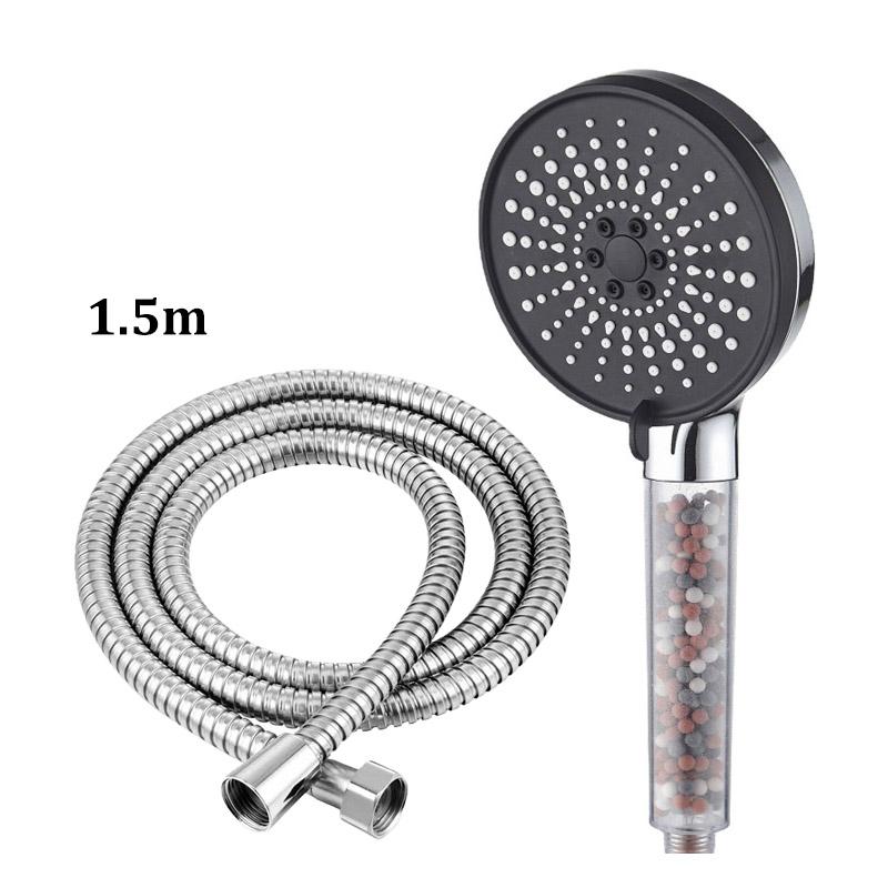 Bathroom Handheld 5-speed Adjustment Filter Booster Shower Head Negative Ion Hard Water Softening Shower Set