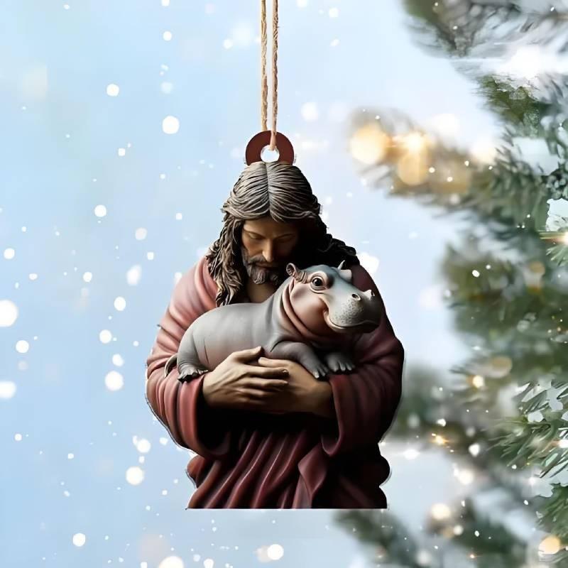 Charmantes Muh Muh Nilpferd Weihnachtsgeschenk Und Niedliche Baumdekoration Für Festliche Stimmung