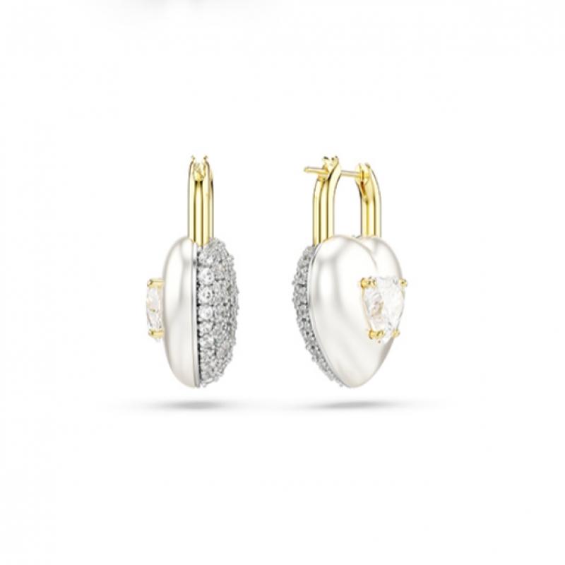 Swarovski Gold Tone Heart Drop Earrings 5737297