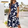 Women's Fashion Summer Spring O-Neck Short Sleeve Casual Dresses