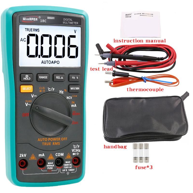 18C Digital Large Screen Multimeter, Measures Phase-to-Phase Voltage Up To 2000V, AC/DC Voltage Up To 2KV High Voltage Meter