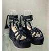 Fashion Summer New Wedge Sandals for Women Round Head Platform Cross Tied Strap Solid Color Height Increase Peep Toe Roman Shoe