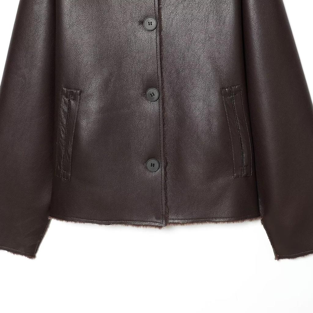 European and American Style, New Women's Clothing, Fashionable Double-sided Imitation Leather Flippable Jacket 8073/327