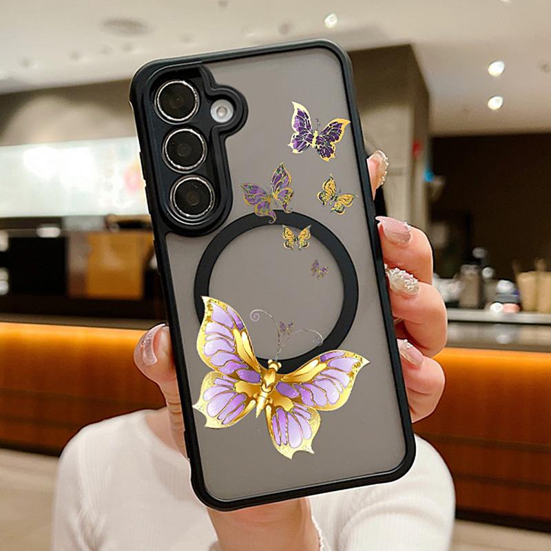 Colorful Butterfly Case For Samsung Galaxy S24 S23 S22 Ultra S22 Plus S23 FE Magnetic For Magsafe Wireless Charging Phone Cover