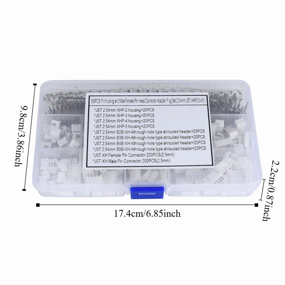 560PCS 2.54mm Pitch Pin Connector Housing JST-XHP2/3/4/5 Male Female Shrouded Header Crimp Terminal Kit Headers Assortment