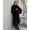 Damen S Faux Fur Langer Mantel Mit Gürtel Dicke Warme Oberbekleidung