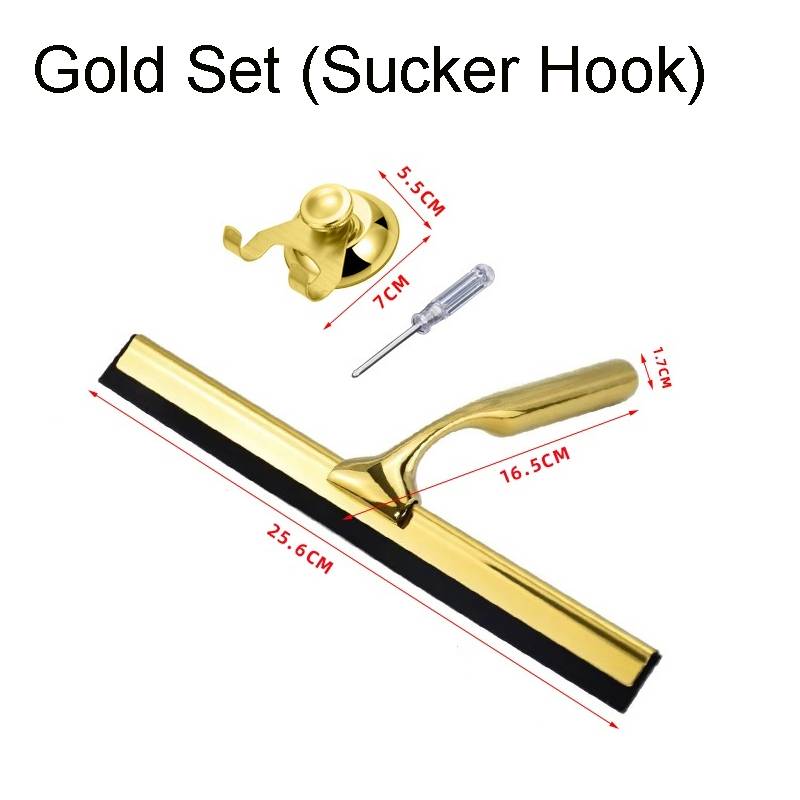 Stainless Steel Shower Squeegee For Doors Cleaner Tool Household Window Mirror Car Glass Hooks Bathroom Brass for Home Cleaning