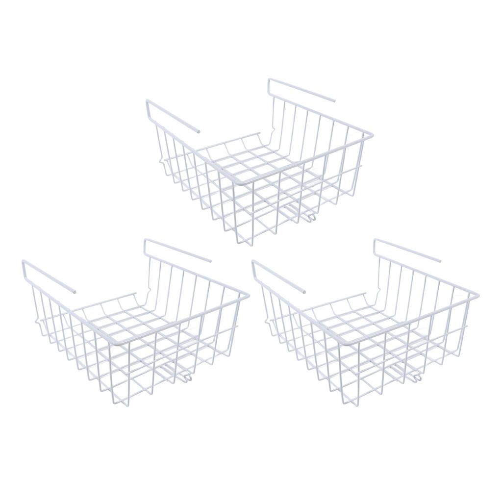 3pcs Under Shelf Storage Basket Iron Space Saving Multifunctional Hanging Under Cabinet Organizer