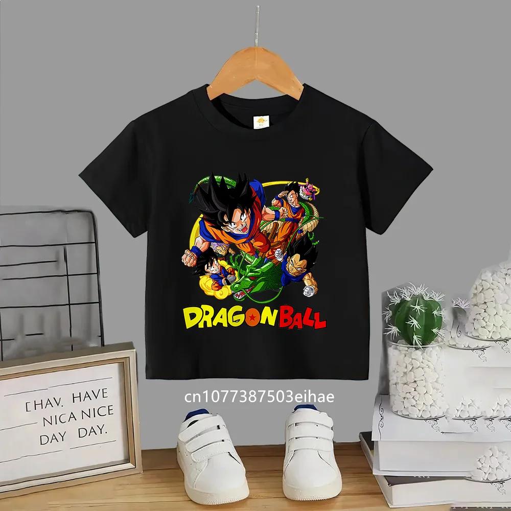 2026 Trendy Dragon Ball Kids TShirt Super Saiyan God Goku Anime Pattern Short Sleeve Soft Breathable Daily Wear for Boys Girls