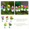 5pcs Resin Mini Flower Pot Crafts for Dollhouse Decoration - Small Bonsai Plant Pots with Toy Flowers for DIY Micro Scenes