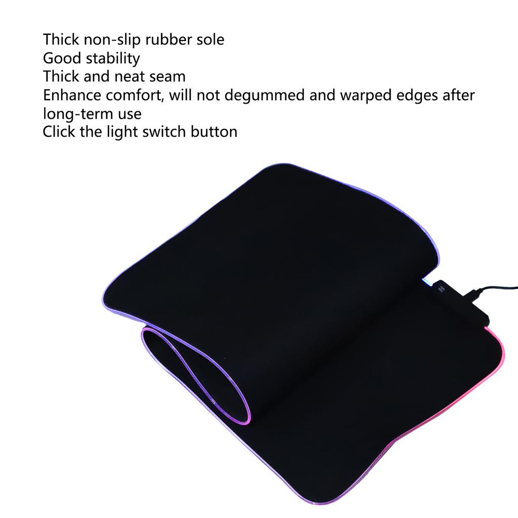 Mouse Pad RGB Light Rubber Thicken Notebook Tablet Mat USB Interface Computer Accessories