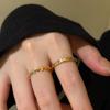 Vintage Style Gold-Plated Zircon Open Ring - Elegant Versatile Jewelry for Women