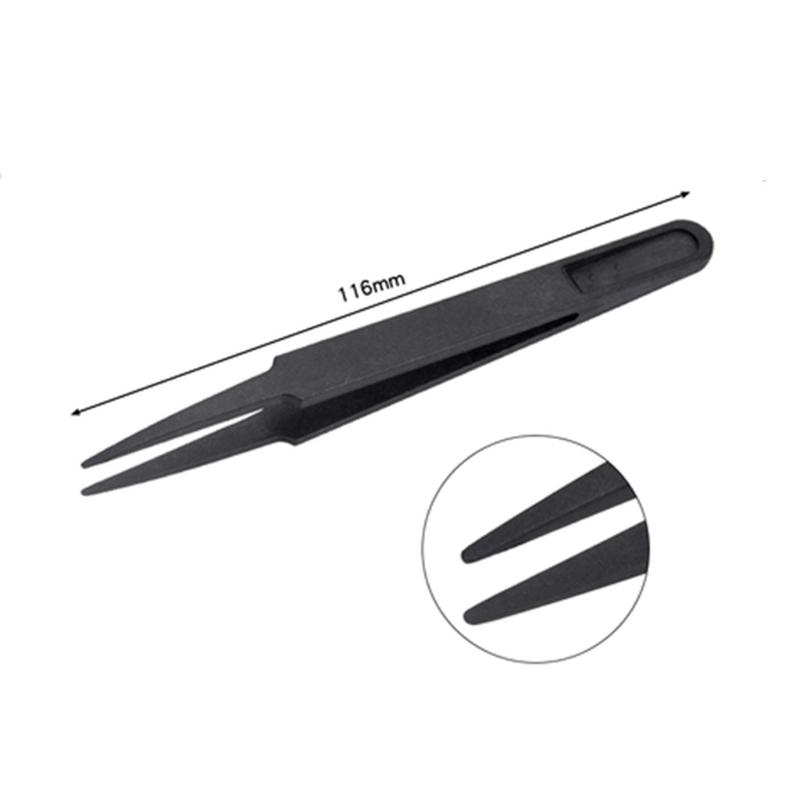 8 Styles Black Carbon Fiber Plastic Tweezers Kit for Nail Art DIY Picking Needle Nose Pointed Curved Flat Tip Tweezers