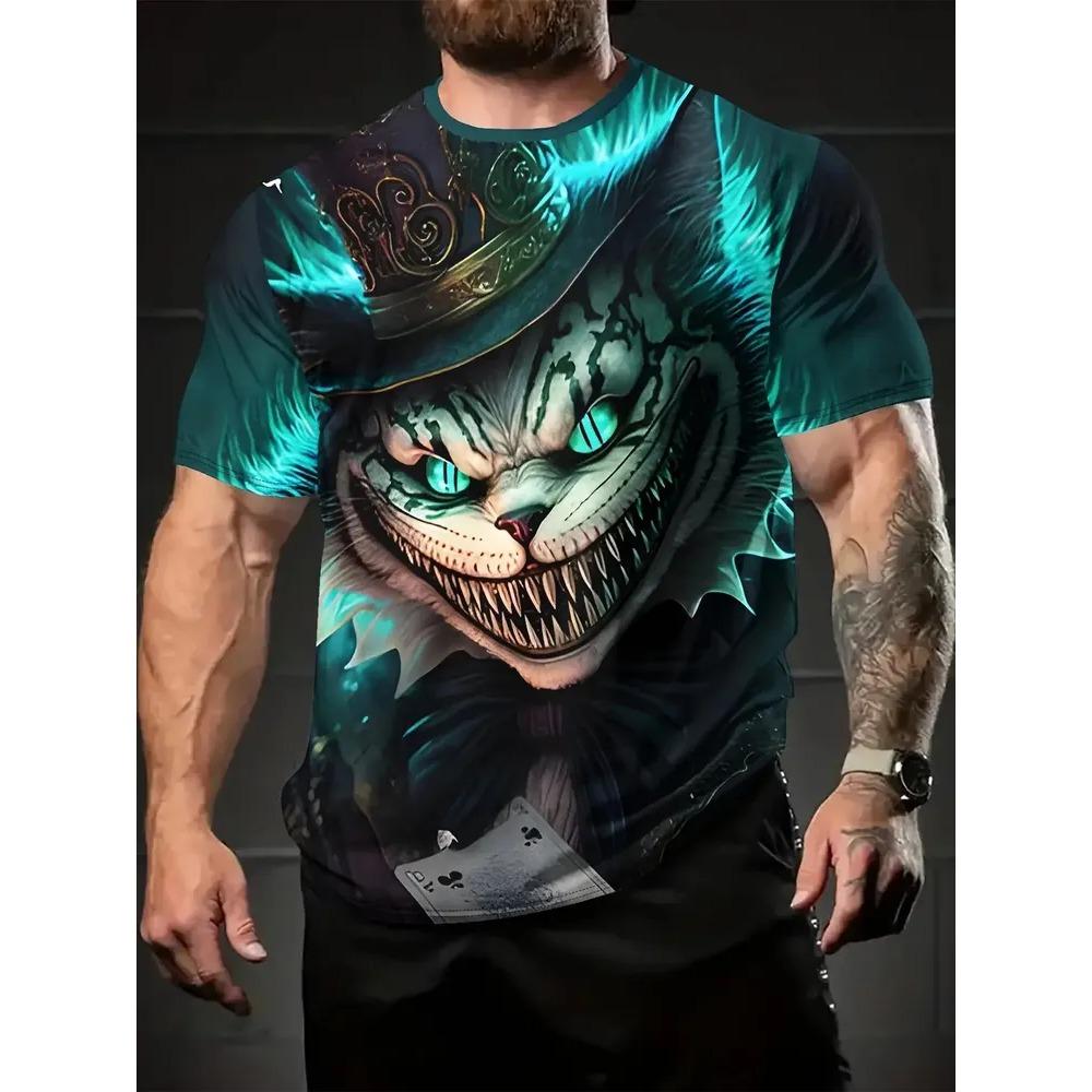 Summer Mens T-shirt Creative 3D Printed Short Sleeved T-shirt Fashionable Comfortable Soft Breathable Large Loose T-shirt