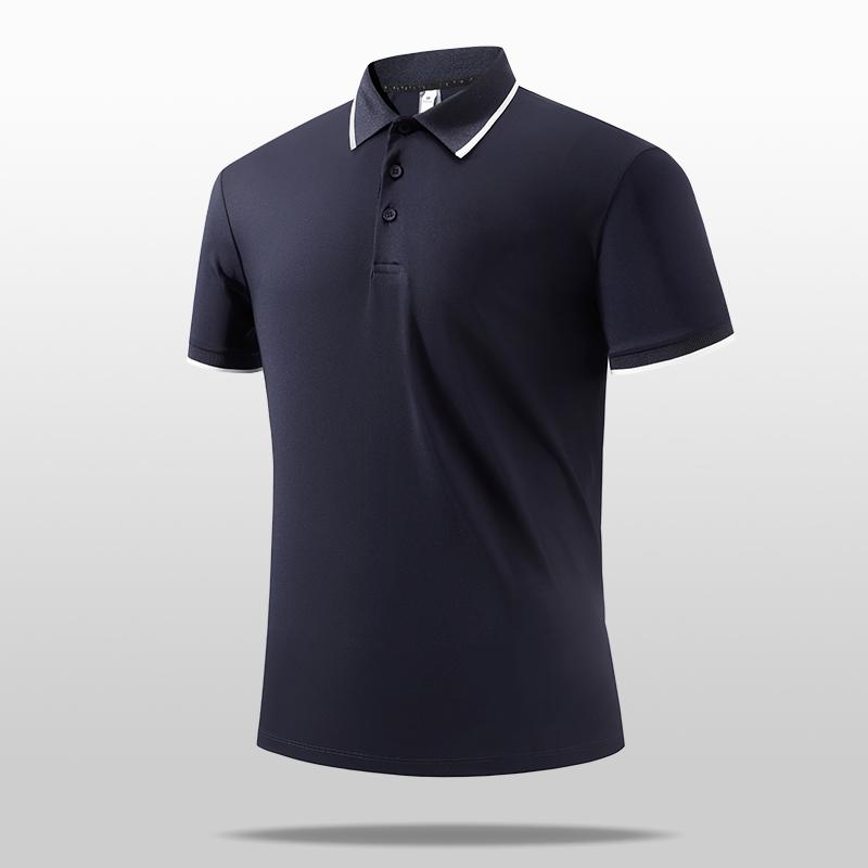 Ice Silk Roman POLO Shirt Seamless Men s Lapel Short Sleeve Men s 2XL темно-синий