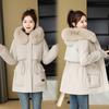 Pie overcome women's new winter down cotton clothes waist removable liner large fur collar thickened winter coat