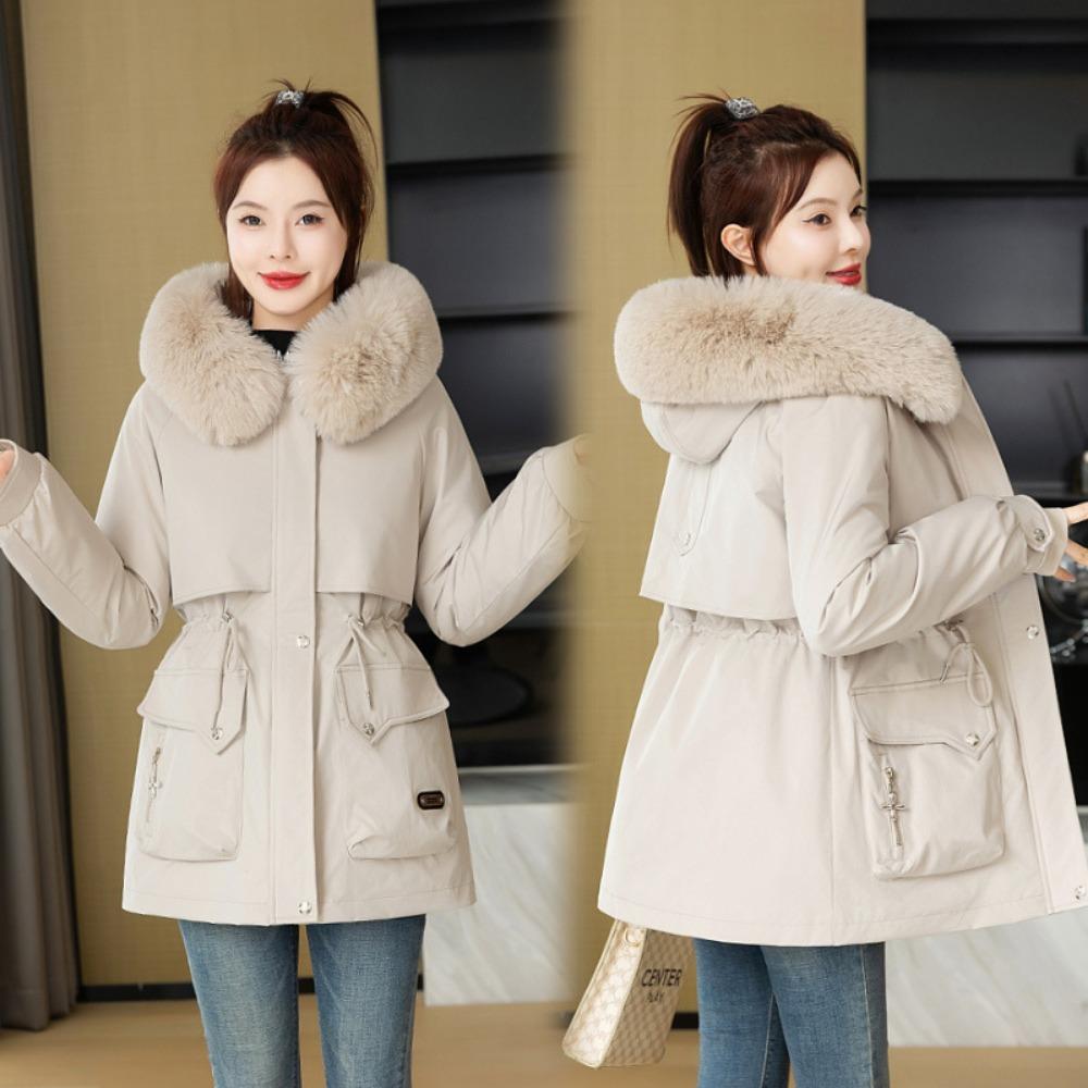 Pie overcome women's new winter down cotton clothes waist removable liner large fur collar thickened winter coat