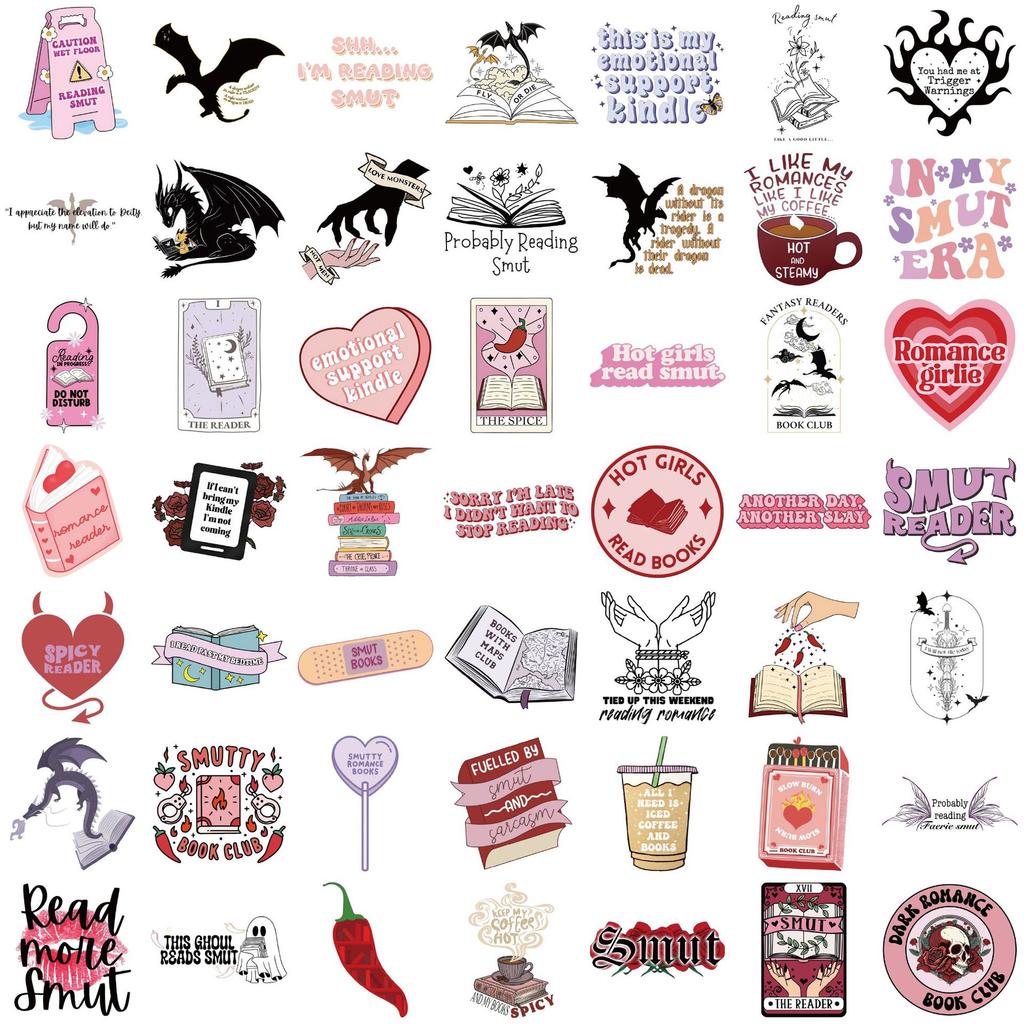 52 Bookish Smutty Read Graffiti Stickers Decorate Guitar Laptop Suitcase DIY Waterproof Stickers