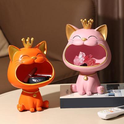 Luxury Resin Lucky Cat Ornament for Key Storage and Decoration