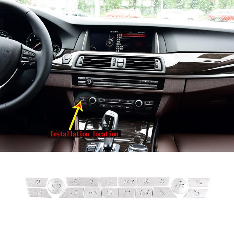 Alloy Silver Car CD Panel Switch Button Cover Sticker Trim Suitable for BMW 5 Series F10 F11 2013-2017