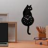 Cat Pend-ulum Wall Clock Cute Cat Clock With Movable Wagging Tail Wall Clock Silent Clock Decoration For Bedroom Living Room