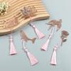 Pink Flower Metal Hollow Bookmarks With Tassel Pendant Apricot Leaf Lotus Rose Bookmark Gifts For Teachers Friends Book Lovers