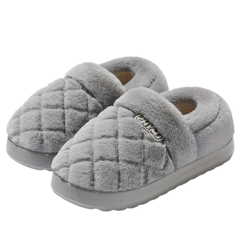 Autumn and Winter Cotton Slippers New Couple Thick Bottom Home Warm Non-slip Plush Slippers Bag and Cotton Slippers