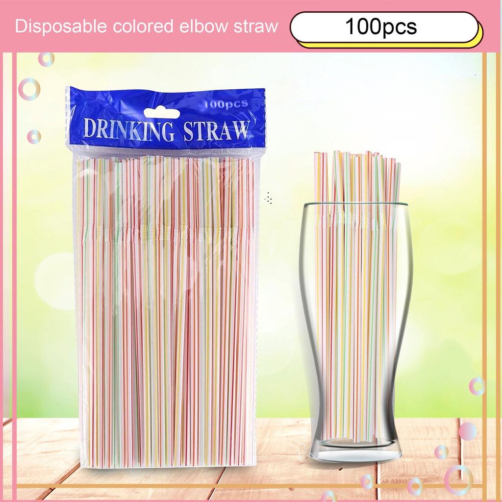 Disposable Elbow Material Straws Juice Drink Milk Tea Straws Random Color