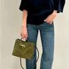 Suede Woven Bag, Hand Bag, Women's Bow Metal Buckle, Large Capacity Commuter Shoulder Messenger Tote Bag