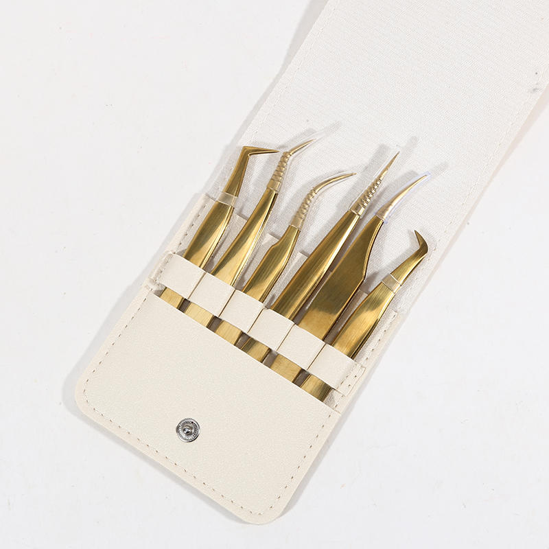 5/6PCS Portable Eyelash Extension Tweezers Set Professional Lash Tweezers Kit with Pouch for Beginners & Lash Artists