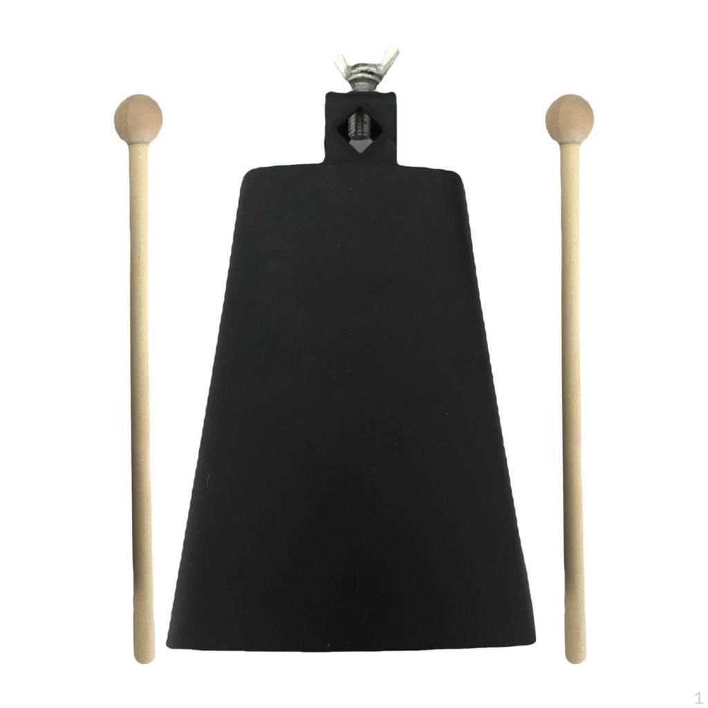 Iron Cowbell with 2 Sticks Hand Percussion Music Portable Instrument for