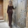 2025 Herbst Damen Langarm Rollkragen Taillenbetontes Bodycon-Kleid