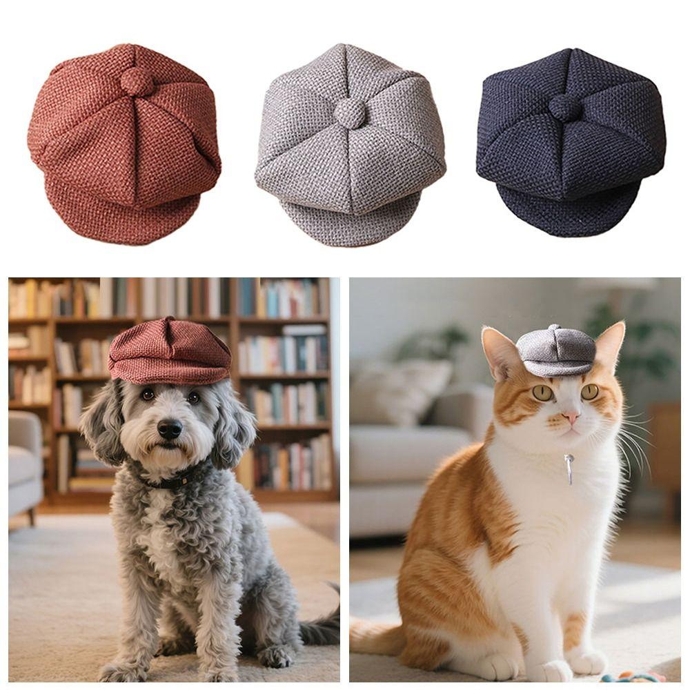 Pet Dress Up Cat Dog Gentleman's Hat Adjustable Pet Peaked Cap British Style Pet Headwear  Cat&Dog