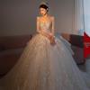 2025 Vintage French Long Sleeve Wedding Dress with Heavy Train and High-End Texture