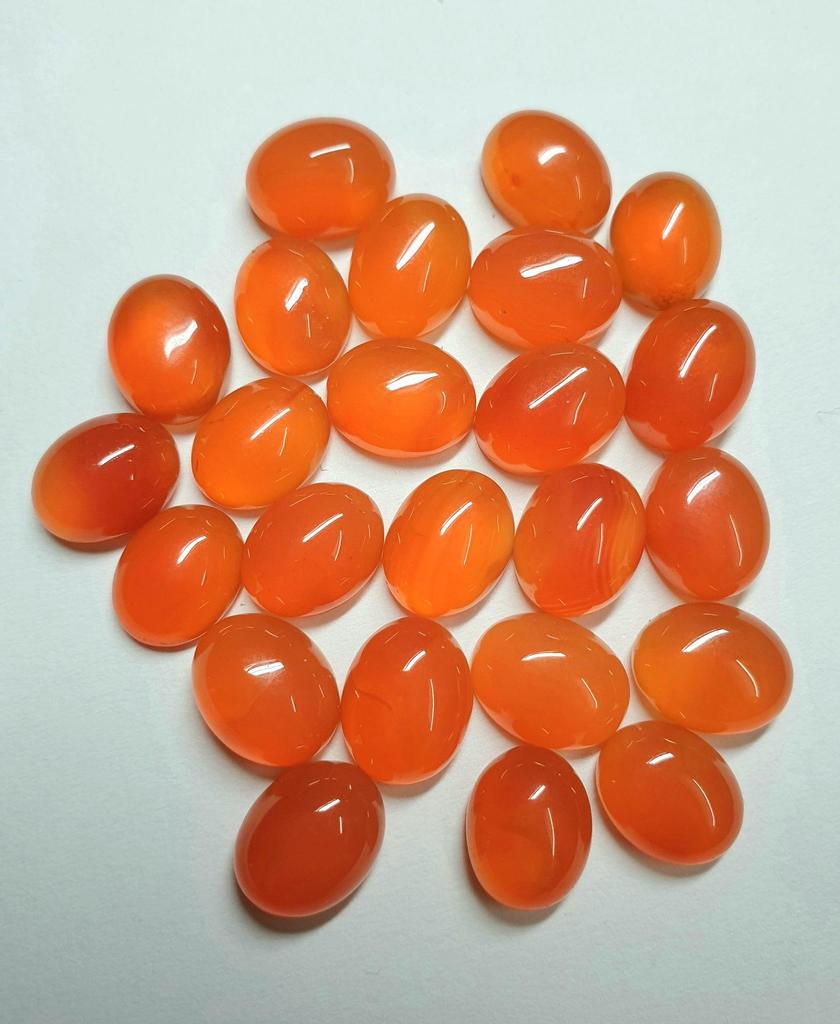 Natural AAA Carnelian Oval Cabochon Lot, Orange Carnelian Gemstone, Oval Flat Back Cabochon, Loose Stone for Jewelry Making, High Quality Carnelian