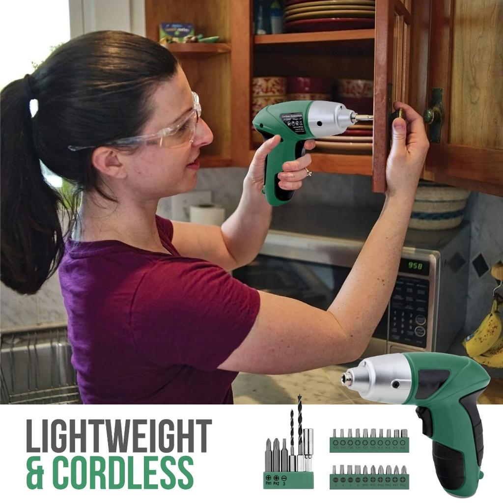 46 Pieces 4V Electric Screwdriver Set, Cordless Lithium Battery Drill & Electric Tool Kit for Household Use