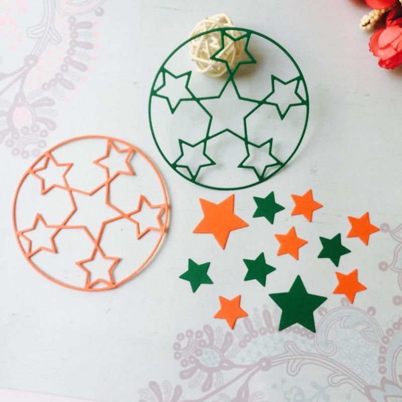 2Pcs Circle Five-pointed Star Metal Cutting Dies Paper Cut Card Making Template for DIY Scrapbooking Decorative Craft Mold Diecuts