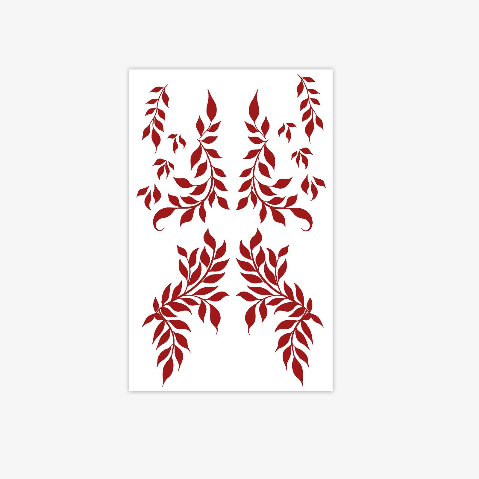 

Retro Ethnic Style Red Vine Tattoo Sticker, Wind Flower Elements, Waterproof, Sweat-Proof And Non-Reflective 12*19
